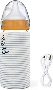 USB Baby Bottle Warmer,Travel Mug Heater Storage Bag,Portable Breast Milk Warmer,42 ℃ Constant Temperature Heating Baby Food,for Car Travel Shopping Night Feeding Indoor Outdoor,A