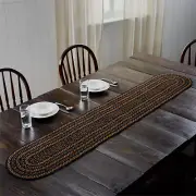 Table Runner Black & Tan Jute Country 13x72 Oval Braid Kitchen Decor VHC Brands