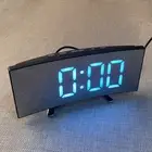 LED Alarm Clock Digital ElectronicAlarm Clock Curved Screen Mirror Tempe Date qu