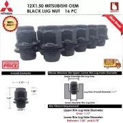 16PC MITSUBISHI ECLIPSE/ENDEAVOR 12X1.5 BLACK MAG SEAT LUG NUT FIT STOCK WHEEL (for: Mitsubishi)