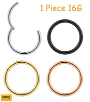 1pc 16G Surgical Steel Hinged Hoop Segment Nose Septum Lip Ring Earring 6mm-16mm
