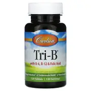 Carlson, Tri-B with B-6, B-12 & Folic Acid, 120 Tablets