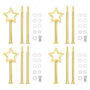 4 Set 3-Tier Cupcake Stand Hardware Fittings for Cake Stand, Star Gold