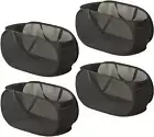 4 Piece Collapsible Mesh Laundry Basket Set - Foldable Clothes Hamper (Black)
