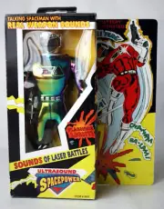 RARE VINTAGE 90'S ULTRASOUND SPACE POWERS 9" SPACEMAN FIGURE SPACE GUN NEW NOS !