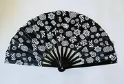 [TAINOWEARS] Rave Hand Fans – Large Folding Bamboo Fan with Loud Clack | Festival & Pride Accessory with Glitter, Solid Colors & Bold Designs SIMBOLOS TAINOS