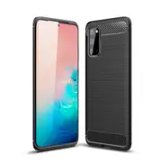 MCC Slim Samsung Galaxy S20 Carbon Fibre Soft Carbon Case Cover S 20 G981 [Black]