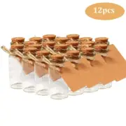 12pcs 25ml Clear Mini Glass Bottle W/ Cork Wedding And Birthday Gift Decoration