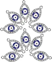 [KOCKSHION] Evil Eye Jewelry Charms 10pcs Connector Charms Rhinestones Perfect for Diy Necklace Bracelet Craft