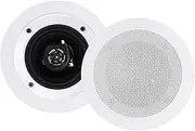 Rockville CC4T White, 4 70V in-Ceiling Speaker, Paintable Flush-Mount Grill, Swivel Tweeter, 8-Ohm Compatible, Perfect for Restaurants, Offices, and Commercial Audio