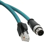 M12 4 Pin D-Coded RJ45 Ethernet Power Data Cable Waterproof Shielded Flexible Resisting Sun UV Oils for Switch Router Network 30m