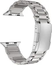 Titanium Band,Five-Piece Link Metal Bracelet with Tortoise Buckle,Compatible wit