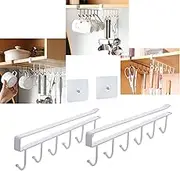 2pcs Mug Holder,Coffee Cup Holder for Kitchen,Kitchen Utensil Storage Hook,Fit for 1 Inch Thickness Shelf or Less.Upgrade (Extra Gifts No Trace Hook - White)