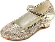 [Huicai] Girls Kids Low Heel Party Wedding Mary Jane Princess Pump Sparkle Shoes for Kids Toddler