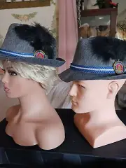 Germany,Blue,White Bavarian,Grey Alpine Hat,Feather,Felt,Unisex Paulaner
