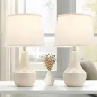 Table Lamp Set of 2, 18.63” Ceramic Table Lamp Classic Cream;White Lampshade