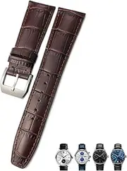 [FKMBD] 20mm 21mm 22mm Calfskin Genuine Leather Watchband Suitable For IWC Pilot Portuguese Black Brown Blue Alligator Grain Watch strap