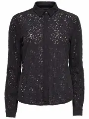 45/4 NEU ONLY Damen Spitze Bluse Shirt Top onlLACIE LACE SHIRT schwarz Gr. 38 M