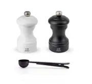 Bistro 4 Inch Salt & Pepper Mill Gift Set, Matte White & Black - With Stainle...