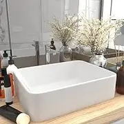 Ceramic Rectangular Vessel Sink, Bathroom Vanity Wash Basin, Bathroom Basin Above Counter, Hand Wash Basin, Vanity Washing Bowl, Counter Top Sink, Matt White 41x30x12 cm