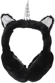[VALICLUD] Unicorn Para Beanie Noise Ear Warmers Muffs Hearing Headphones Men Ear Muffs Winter Earphones Headbands Hat Ear Muffs for Men Dog Head Band Plush Black