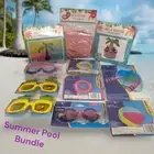 Summer Pool Bundle - Swim Rings, Palm Tree Decor, Pool Chair, Ball, Sunglasses