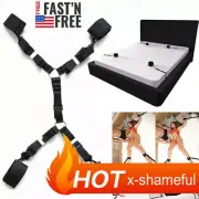 Black Bed Restraint Adjustable Soft Nylon Handcuffs Ankle Cuffs