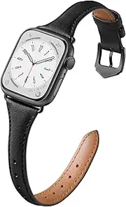 Getino Slim Leather Band Compatible with Apple Watch Bands for Women 40mm 38mm 41mm 42mm 44mm 46mm 45mm 49mm, Top Grain Genuine Leather Wristband for iWatch Band Series 10 9 8 7 6 5 4 3 2 1 SE