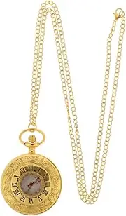 [DEARMAMY] Roman Scale Pocket Watch Watches Vintage Pocket Watch Holder Wallet Galaxy Watch Gold Watch Digital Watch Man Watch Pocket Watch and Chain Display Square Watch Kit Plastic Golden