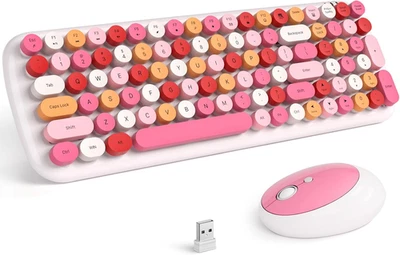 MOFII Wireless Keyboard and Mouse Combo, Full-Size Retro Typewriter-Style Wirele
