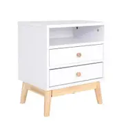 Bedside Table Side Storage Cabinet Nightstand Bedroom 2 Drawer ANYA - WHITE