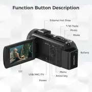 IEBRT Video Camera Camcorder, Digital Camera Recorder Full HD 1080P 30FPS 24MP 3