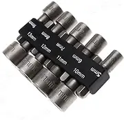 SING F LTD 9Pcs 1/4" Nut Driver Set Socket Adapter Metric Socket Impact Drill Bit 5 to 13mm