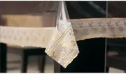 Freelance PVC Plastic Transparent Clear Dining Table Cover Cloth Tablecloth Waterproof Protector, 6-8 Seater, 60 X 90 inches, Oblong/Oval (with Golden-Laced Edges), Product of Meiwa, Japan