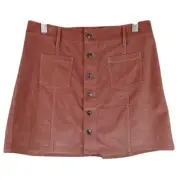 NWT Aerie Dusty Rose Womens Corduroy Skirt Size L Button Front Pockets Stretch