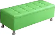 Modern Footrest with Metal Legs, Dressing Table Bedroom Living Room Fitting Room Faux Leather Storage Bench, Space-Saving Stable Storage Stools (Color : Red) (Green)