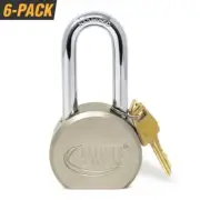 Premier Lock Long Shackle Padlock 2.62" Hardened Steel (6-Pack, Keyed Alike)