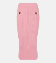 [Balmain] Balmain Ribbed-knit midi skirt UK 14 pink