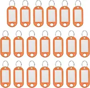uxcell Plastic Key Tags with Split Ring Label Window Identifiers ID Keychain Tags, 4.7x2mm Fit for Name Luggage (20Pcs, Orange)