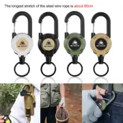 Retractable Tether Pull Badges ID Holder 23.6" Cord Carabiner Keychain Outdoor