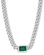 Rina Limor Silver 0.90 ct. tw. Emerald Curb Link Necklace