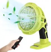 [Choerinton] Portable Fan Compatible with Ryobi 18v Battery, Cordless Fans Portable Battery Powered Fan with 300LM LED Light, for Home, Outdoor,Camping, Picnic and Job Site(Tool Only)