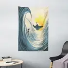 Ocean Tapestry Cloudy Tropical Island Print Wall Hanging Decor