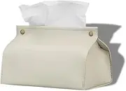 Modern PU Leather Rectangular Tissue Box Cover Holder Organizer - Beige