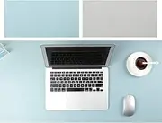 Mouse Pad, Amazer-T Office Desk Mat Blotter,Upgraded PU Leather Desk Protector Cover Large Mouse Pad, Waterproof Writing Mat for Office/Home/Computer,Dual Use (Blue & Gray, 80cm*40cm, 35" x 18")