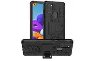 Samsung Galaxy A21S Case, Shockproof Heavy Duty Tough Kickstand Protective Rugged Case Cover (Black)