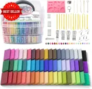 Polymer Clay Kit 57 Colors Oven Bake 19 Tools 10 Accessories Non-Toxic DIY Craft