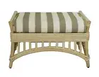 DENIZE HAMPTONS RATTAN OTTOMAN/POUF/FOOTSTOOL WITH CUSHION NATURAL/WHITE