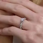 Gabriel & Co Infinity Engagement Ring CZ Center Diamond Sides Ring Size 6.25