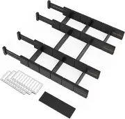 Bamboo Drawer Dividers Inserts and Labels, Kitchen Adjustable Drawer Organizers